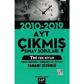 Çap Yayınları AYT TM Tek Kitap Tamamı Çözümlü Çıkmış Sınav Soruları Yeni 2020
