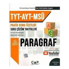 Çap Yayınları TYT-AYT-MSÜ Paragraf Pratik Konu Özetleri Soru Çözüm Taktikleri