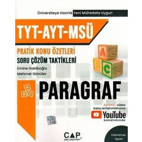 Çap Yayınları TYT-AYT-MSÜ Paragraf Pratik Konu Özetleri Soru Çözüm Taktikleri