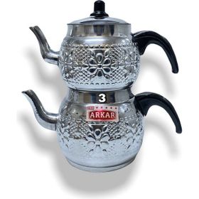 Çapar Group Motifli No 3 Beyaz Çaydanlık