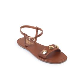 Capone Outfitters Celina Tek Bantlı Metal Aksesuarlı Bilekten Bantlı Düz Topuklu Yuvarlak Burunlu Kadın Sandalet