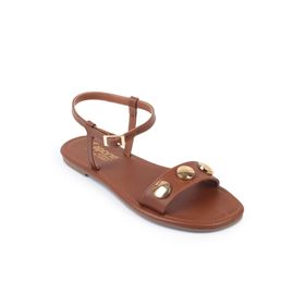Capone Outfitters Celina Tek Bantlı Metal Aksesuarlı Bilekten Bantlı Düz Topuklu Yuvarlak Burunlu Kadın Sandalet