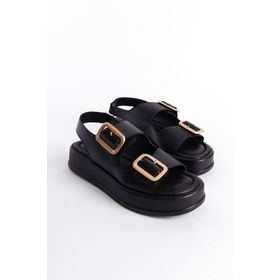 Capone Outfitters Denice Dolgu Topuklu Çift Bantlı Tokalı Kadın Sandalet