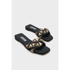 Capone Outfitters Manon Küt Burunlu Metal Aksesuarlı Kısa Topuklu Konfor Kadın Terlik