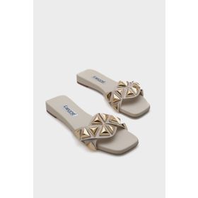 Capone Outfitters Manon Küt Burunlu Metal Aksesuarlı Kısa Topuklu Konfor Kadın Terlik