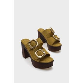 Capone Outfitters Marje Platform Süet Tek Bantlı Kadın Terlik