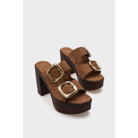 Capone Outfitters Marje Platform Süet Tek Bantlı Kadın Terlik