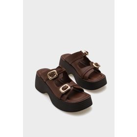 Capone Outfitters Masha Dolgu Topuklu Çift Tokalı Kadın Terlik