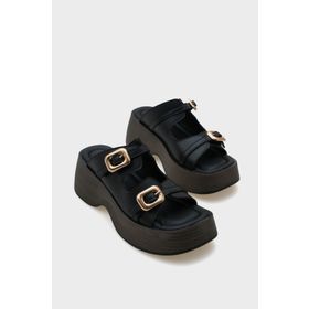 Capone Outfitters Masha Dolgu Topuklu Çift Tokalı Kadın Terlik