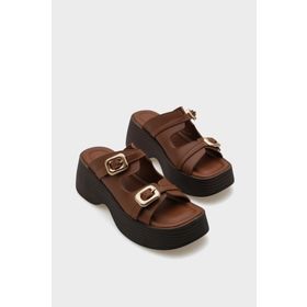 Capone Outfitters Masha Dolgu Topuklu Çift Tokalı Kadın Terlik