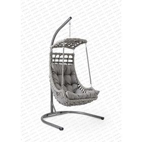 Capri Swing Alaçatı Tekli Rattan Gri Bahçe Balkon Salıncağı