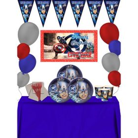 Captain America Afişli Lüx Marvel Captain America Doğum Günü Parti Süsleri