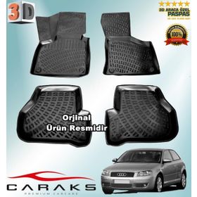 Caraks Audi A3 HB 2003-2012 Siyah 4 Parça 3D Havuzlu Paspas