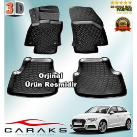 Caraks Audi A3 HB 2013-2020 Arası Siyah 4 Parça 3D Havuzlu Paspas