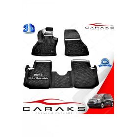 Caraks Fiat 500L 2013-2018 Arası Siyah 4 Parça 3D Havuzlu Paspas