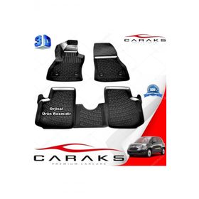 Caraks Fiat 500L 2013-2018 Arası Siyah 4 Parça 3D Havuzlu Paspas