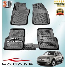 Caraks Fiat 500X 2015-2020 Arası Siyah 4 Parça 3D Havuzlu Paspas