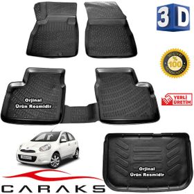 Caraks Nissan Micra 2011-2016 Arası 3D Bagaj Havuzu ve Havuzlu Paspas
