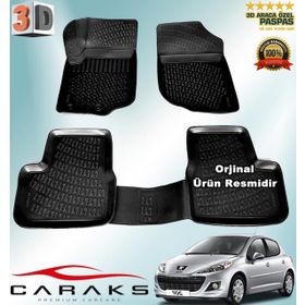 Caraks Peugeot 207 HB 2006-2012 Arası Siyah 4 Parça 3D Havuzlu Paspas