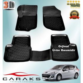 Caraks Peugeot 207 STW 2006-2012 Arası 4 Parça Siyah 3D Havuzlu Paspas