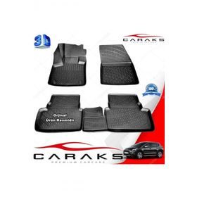 Caraks Peugeot 3008 2016-2020 Arası Siyah 4 Parça 3D Havuzlu Paspas