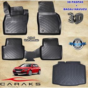 Caraks Skoda Kamiq 2020 Sonrası Siyah 3D Bagaj Havuzu + Havuzlu Paspas