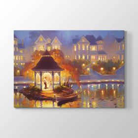 Çardak Altında Işıklı Gece Tablosu