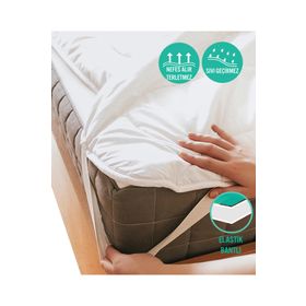 Caretex Kapitone Elastik Bantlı Su Sıvı Geçirmez Yatak Koruyucu Alez
