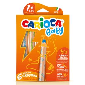 Carioca 6'lı 3in1 Jumbo Bebek Ahşap Gövdeli Boya Kalemi