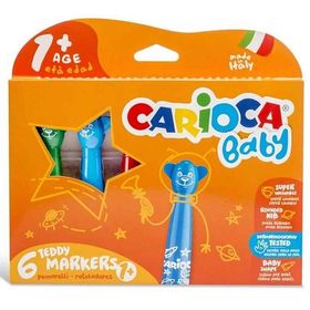 Carioca 6'lı Teddy Şekilli Jumbo Bebek Süper Yıkanabilir Keçeli Boya Kalemi