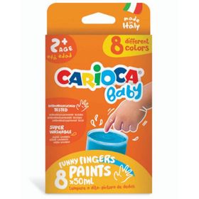 Carioca 8 Renk 8x50 ml Süper Yıkanabilir Bebek Parmak Boyası