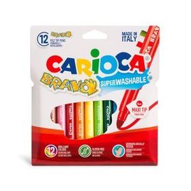 Carioca Bravo Süper Yıkanabilir 12'li Kalın Uçlu Keçeli Boya Kalemi