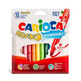 Carioca Bravo Süper Yıkanabilir 12'li Kalın Uçlu Keçeli Boya Kalemi
