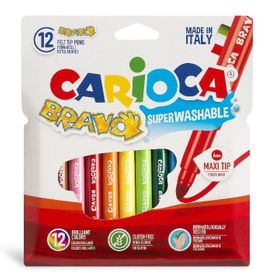 Carioca Bravo Süper Yıkanabilir 12'li Kalın Uçlu Keçeli Boya Kalemi