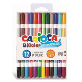 Carioca Çift Renkli Süper Yıkanabilir 12'li 24 Renk Keçeli Boya Kalemi