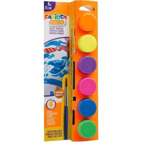 Carioca Fosforlu Tempera Yıkanabilir 6x25 ml Fırçalı Sulu Boya