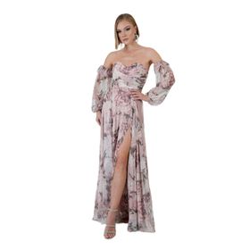 Carmen 58301 Pudra Straplez Yırtmaçlı Empirme Abiye Elbise