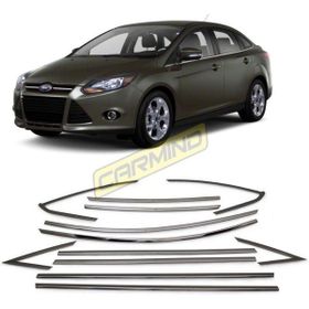 Carmind Ford Focus 3 Sedan Siyah 2011-2017 16 Parça Krom Cam Çerçevesi