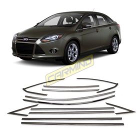 Carmind Ford Focus 3 Sedan Siyah 2011-2017 16 Parça Krom Cam Çerçevesi