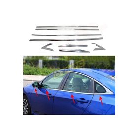 Carmind Honda Civic FC5 2016 Sonrası 8 Parça Krom Cam Çerçevesi Set