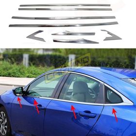 Carmind Honda Civic FC5 2016 Sonrası 8 Parça Krom Cam Çerçevesi Set