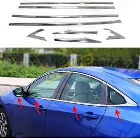 Carmind Honda Civic FC5 2016 Sonrası 8 Parça Krom Cam Çerçevesi Set