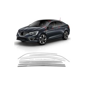 Carmind Renault Megane 4 Sedan 2016-2020 12 Parça Krom Cam Çerçevesi Set