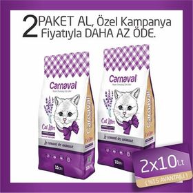 Carnaval Lavanta Kokulu Topaklanan Bentonit İnce 2X10 lt Kedi Kumu