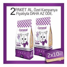 Carnaval Lavanta Kokulu Topaklanan Bentonit İnce 2X10 lt Kedi Kumu
