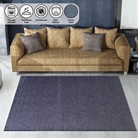 Carpettex 160x230 cm Modern Şönil Dokuma Kaymaz Tabanlı Düz Koyu Gri Halı