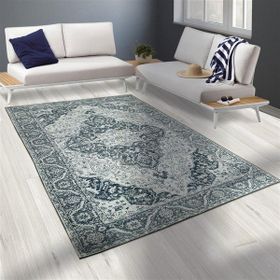 Carpettex 80x150 cm Modern Şönil Dokuma Taban Klasik Desenli Gri Beyaz Halı