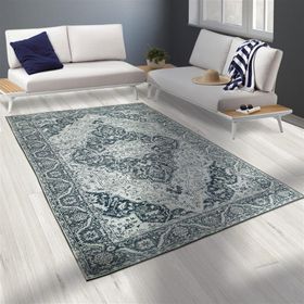 Carpettex 80x150 cm Modern Şönil Dokuma Taban Klasik Desenli Gri Beyaz Halı