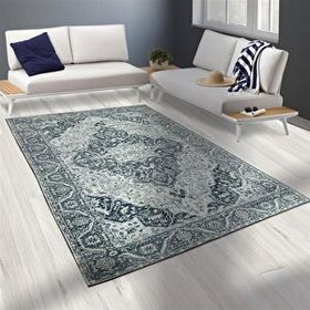 Carpettex 80x150 cm Modern Şönil Dokuma Taban Klasik Desenli Gri Beyaz Halı