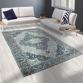 Carpettex 80x150 cm Modern Şönil Dokuma Taban Klasik Desenli Gri Beyaz Halı